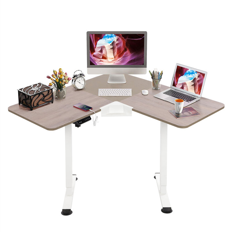 Inbox Zero Anderegg Adjustable LShaped Standing Desk Wayfair.ie